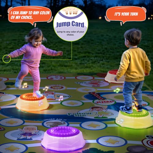 Light Up Stepping Stones Game Set for Kids 3-5 with Color Variations — Blue, Green, Yellow