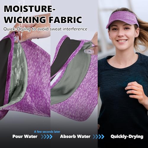 Lightweight Sports Sun Visor Hat for Running Golf & Daily Wear - Purple, One Size