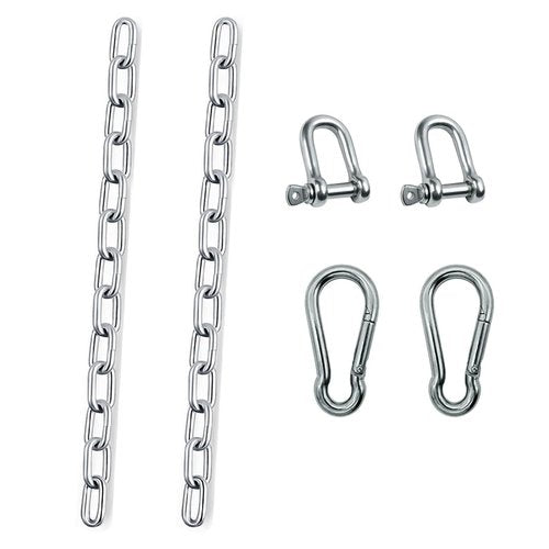 KNUOPYT Heavy Duty Stainless Steel Chain 550LB Capacity for Hanging Shooting Targets Punching Bags, Including 2 Chain, 2 D-Shackle, 2 Carabiners (4MM, Thicknee)