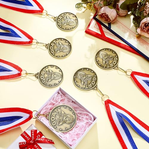 60 Pcs Goat Medals Bulk with Neck Ribbons Award Medals for Sports & Events