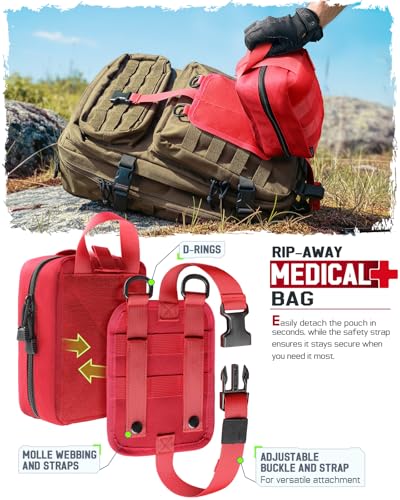 Red 5.7x3.4x7.9 Inch 1000D Nylon First Aid Bag Emergency EMT Pouch