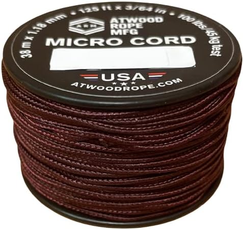 Atwood Rope MFG Micro Utility Cord 1.18mm X 125ft Reusable Spool | Tactical Nylon/Polyester Fishing Gear, Jewelry Making, Camping Accessories