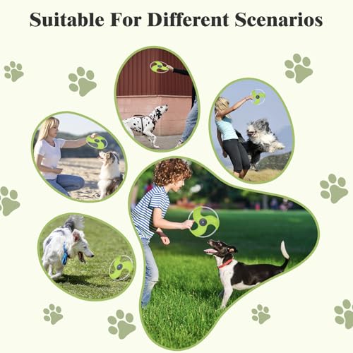 LED Dog Flying Disc - Rechargeable Glow in The Dark Pet Toy for Training - Green-3