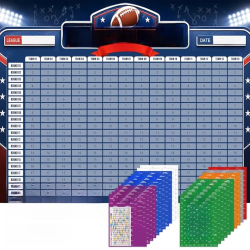 WishWeaver 2026-2027 Fantasy Football Draft Board Kit with 692+ Labels - Red & Blue Variants