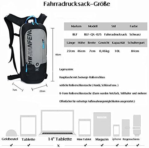 WINDCHASER Cycling Backpack, 10L Bicycle Backpack Waterproof Breathable Bag for Outdoor Travel Hiking Climbing Biking Running Skiing (Black)
