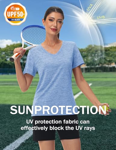 Women's UPF 50+ Quick Dry Sun Protection T-Shirt - Large Light Blue