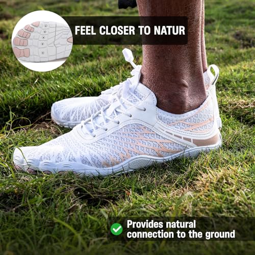 Barefoot Water Shoes Women Men Wide Toe Box Beach Pool Footwear - White 10.5 Women / 8.5 Men