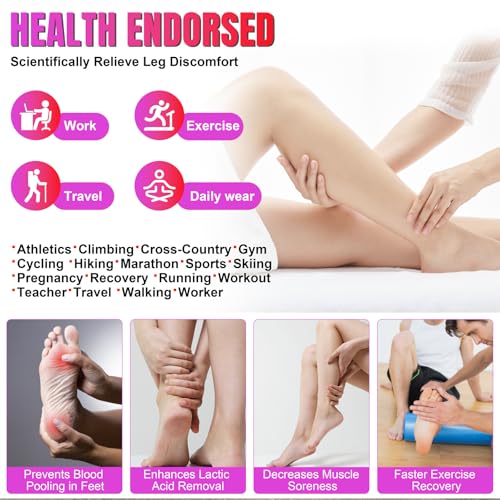 Plus Size Compression Socks for Women & Men - 20-30 mmHg Wide Calf Support - Grey Pink Flower 3X-Large 4 Pack