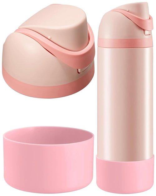 Replacement Lid Compatible with Owala FreeSip,Silicone Water Bottle Boot, Anti-Slip Protective Sleeve for Water Bottle (Pink, 32 oz)