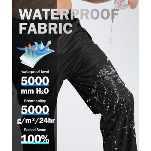 ZITY Men's Rain Over Pants Waterproof Heavy Duty Thick Hiking Pants Golf Pants with Lightweight Packable Bag