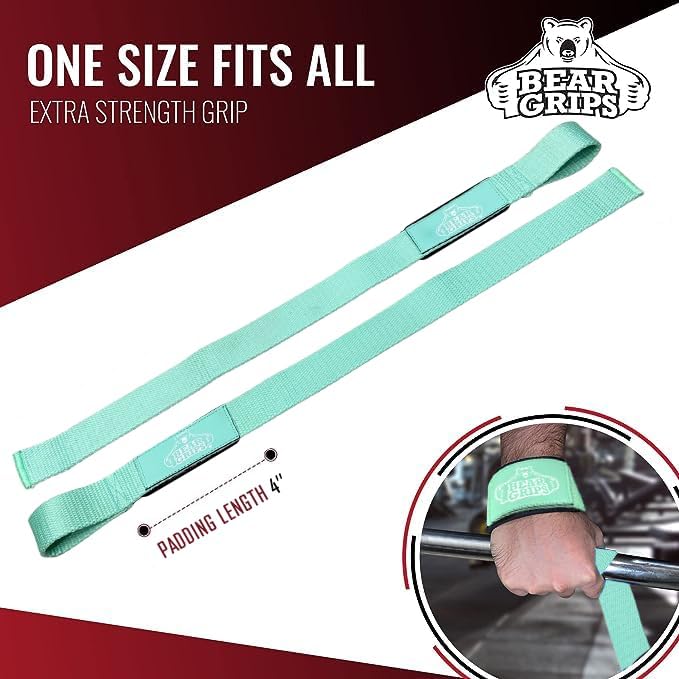 Bear Grips Lifting Straps - Gym & Weightlifting Straps for Men & Women, Deadlift Support, 2 Pairs