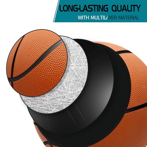 6 Pack 29.5 Inch Official Size Basketballs with Pump - Indoor & Outdoor Use