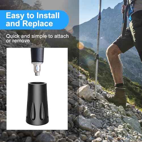 supregear Trekking Pole Tips, 8 Pcs Anti-Slip and Shock Absorbing Rubber Feets for Walking Stick, Fits Most Standard Hiking, Trekking, Walking Poles, 11 mm/0.43 inch Diameter