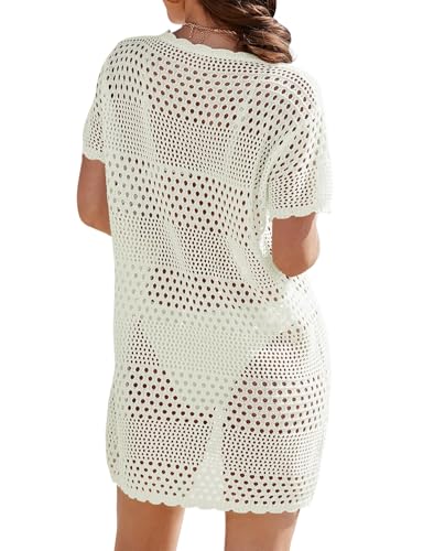 Women's Swimsuit Coverup Bikini Beach Dress - 3X-Large White Vacation Outfit