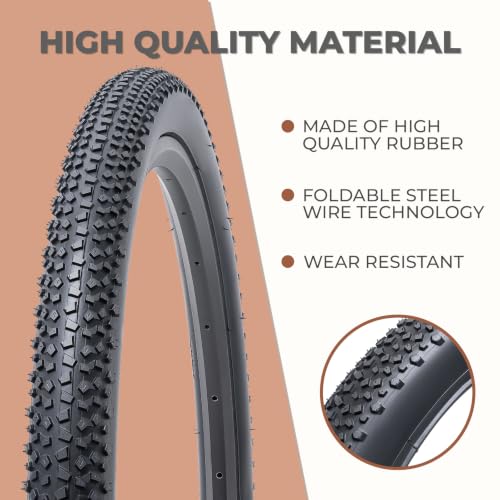 27.5 Inch Bicycle Tires 2 Pack, Durable Folding Mountain Bike Tires 50-584