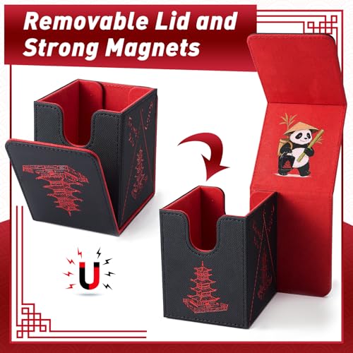 Venssu Chinese Takeout Deck Box for TCG Cards - Black & Red
