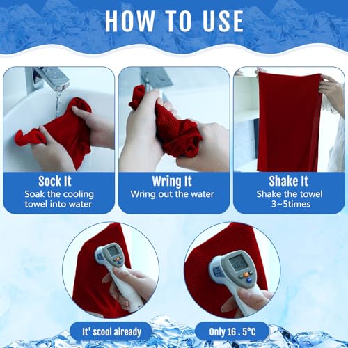 Hosuly 12 Pack Cooling Towels - Red 40x12 Inches for Workout & Outdoor
