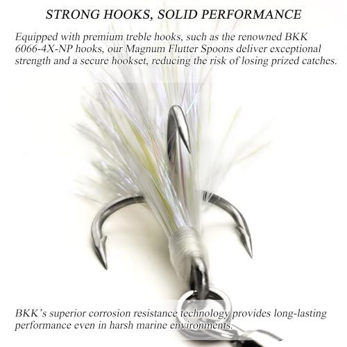 Magnum Flutter Spoons Large Fishing Lures Set - B4 - 7.5 Inch Gold Silver Rose Gold, 3 Pcs