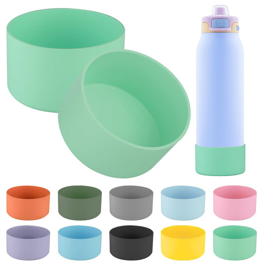 2 PCS Ello Pop Water Bottle Boot, Silicone Bottom for 22 OZ Stainless Steel Water Bottle, Accessories to Avoid Scratches and Noise (Green, 22oz)