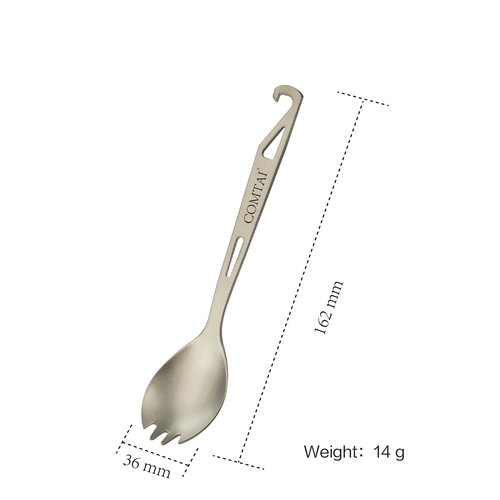COMTAI 6.4-Inch Multifunctional Titanium Spoon, Fork and Spoon with Opener, Camping Gear for Outdoor, Backpacking and Hiking