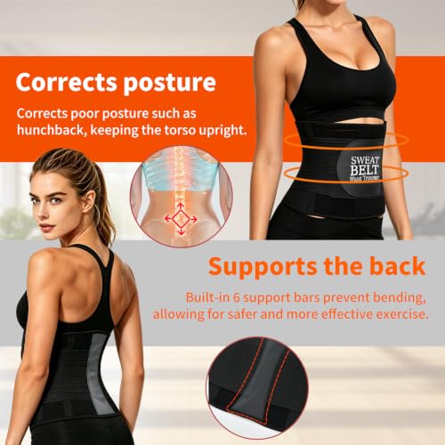 Waist Trainer for Women & Men - Medium Belly Fat Waist Trimmer Sweat Band for Workout & Body Shaping