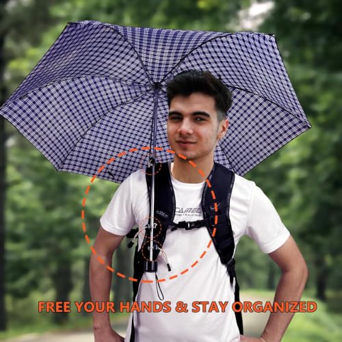Tactical Hiking Pole Holder Set with 3 Sizes - Heavy Duty Elastic Cord, Khaki, Orange & Black Variations