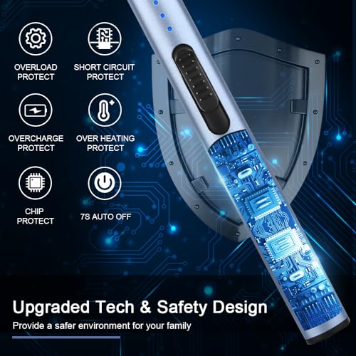 SUPRUS USB Rechargeable Flameless Windproof Lighter with Safety Lock 3 Pack - Blue
