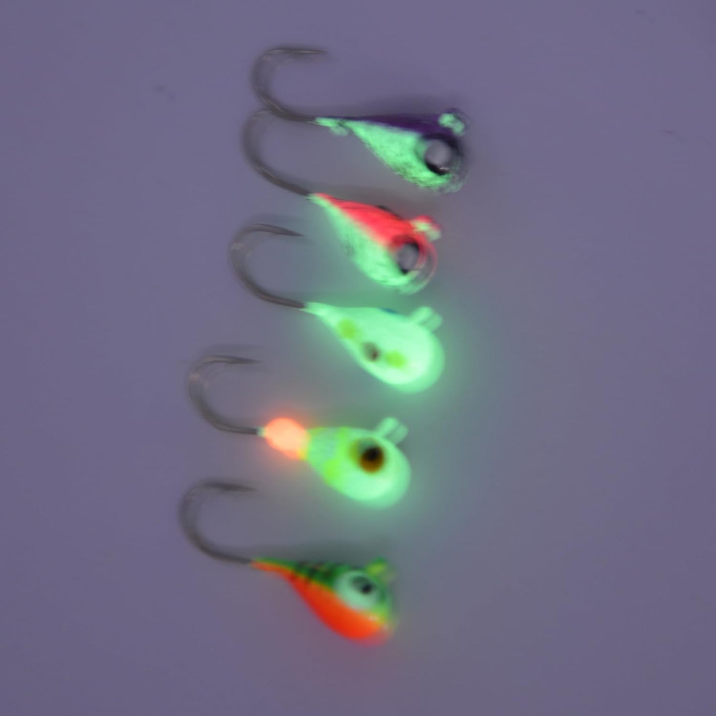 ALICHINO Ice Fishing Jig Set, 5pcs Tungsten Ice Jig Heads for Panfish & Crappie, Needle Point Hooks, 4MM Size