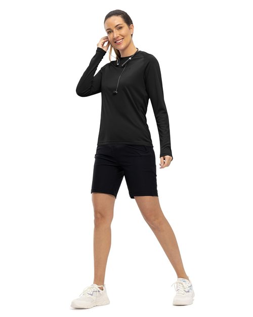 TBMPOY Women's UPF 50+ Shirts Long Sleeve Sun Protection Quick Dry Lightweight Rash Guard Hiking Black M