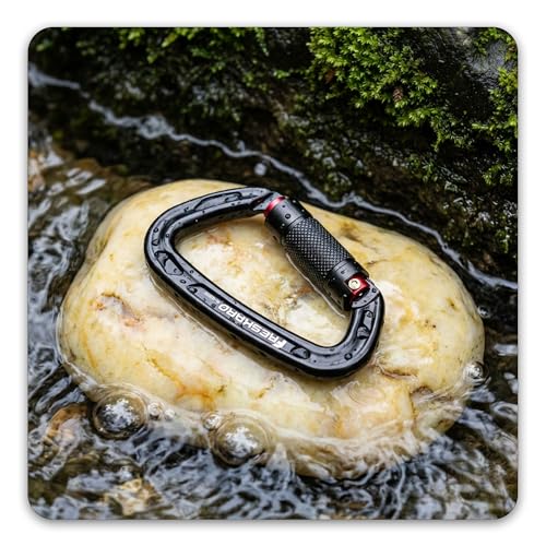 Black 4-Pack Climbing Carabiners 25kN Twist Auto Lock Aluminium Lightweight