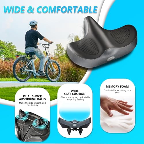 Oversized Memory Foam Bike Seat Cushion Support for Women Men - Waterproof & Universal Fit