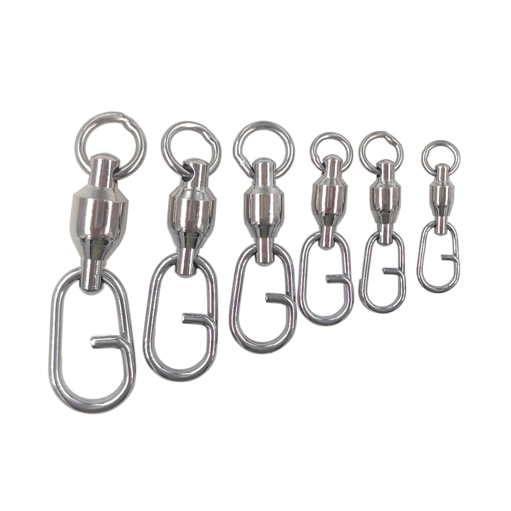 Fishing Ball Bearing Swivel Fishing Split Ring Fast Link Fishing Lures Stainless Steel Solid Welded Rings Barrel Swivels Saltwater (Ball Bearing Swivel with Split Ring (8454), 1#-0.8INCH /26LB)