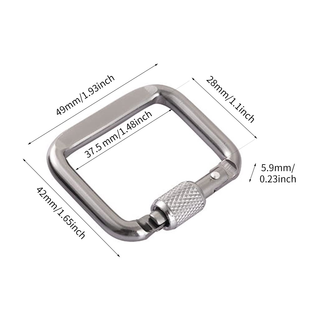 4pcs Square Carabiner, Aluminum Alloy Super Strong Outdoor Square Carabiner Screw Hook Equipment, Buckle Outdoor Hiking Clasp Carabiner for Outdoor Trigger