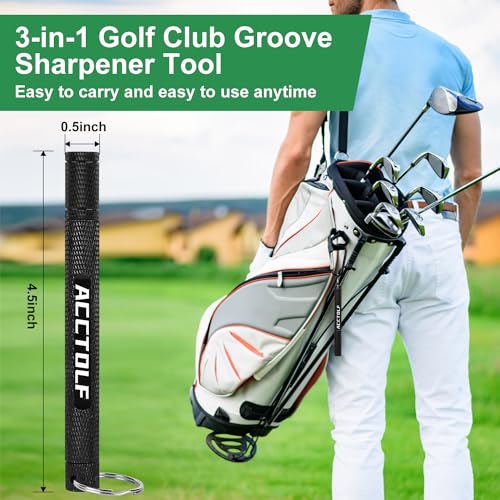 Golf Club Groove Sharpener 3-in-1 Cleaning & Sharpening Tool for Wedge and Iron