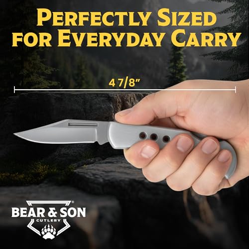 Stainless Steel Lockback Pocket Knife with Razor Sharp Blade and Handle Holes - Outdoor EDC Utility Tool