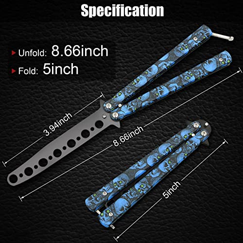 Unsharpened Skull Balisong Trainer for Flipping Practice - Stainless Steel