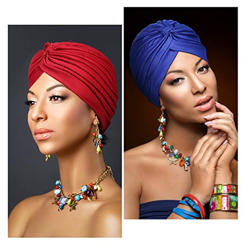 SATINIOR 16 Pieces Stretch Turbans Chemo Head Wraps Polyester Head Beanie Cover para Mujer Turbantes for Women