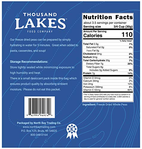 Freeze Dried Whole Peas - 3.5 oz Resealable Pack of 1 - Healthy Snack & Cooking Ingredient