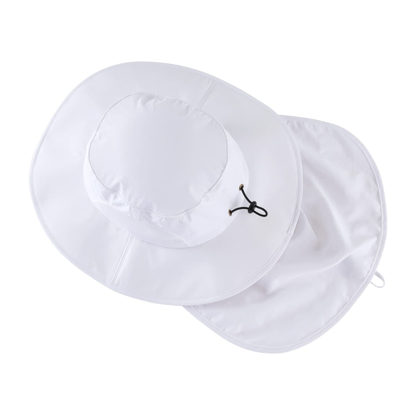 Home Prefer Outdoor Mens UPF50+ Sun Hat Wide Brim Fishing Hat with Neck Flap (White)