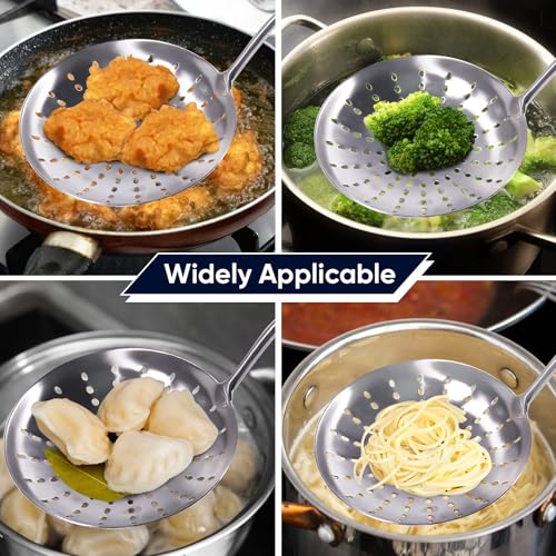 16.8 Inch Stainless Steel Slotted Spoon with Vacuum Handle - Durable Kitchen Utensil