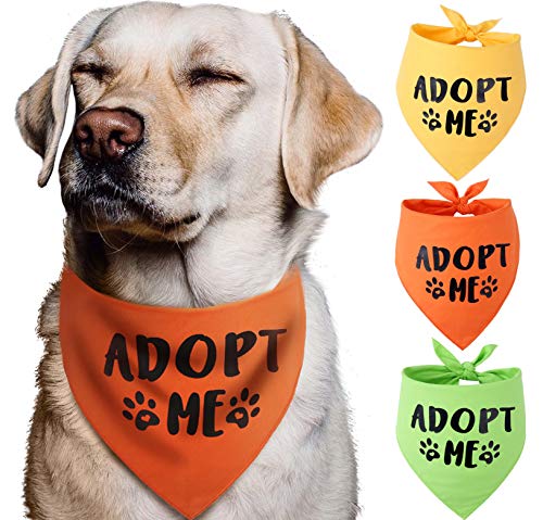 Adopt Me Dog Bandana Set of 3 - Bright Colors for Medium to Large Dogs - Pack of 3