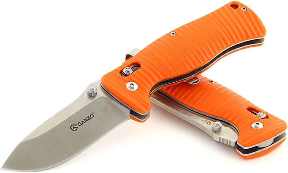 Ganzo G720-GR Tactical Folding Knife Window Breaker 440C Blade Army Green G10 Handle w/Paper Box & Draw String Bag G720