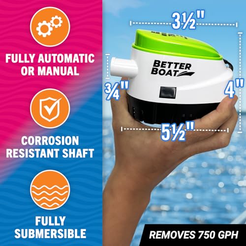Automatic Bilge Pump 750 GPH 12V with Built-In Float Switch - Variation of 750 GPH