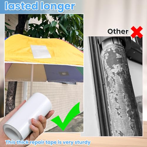 Heavy Duty Waterproof Repair Tape for Fabric Plastic Tarp Tent RV Boat Cover White 5x10FT