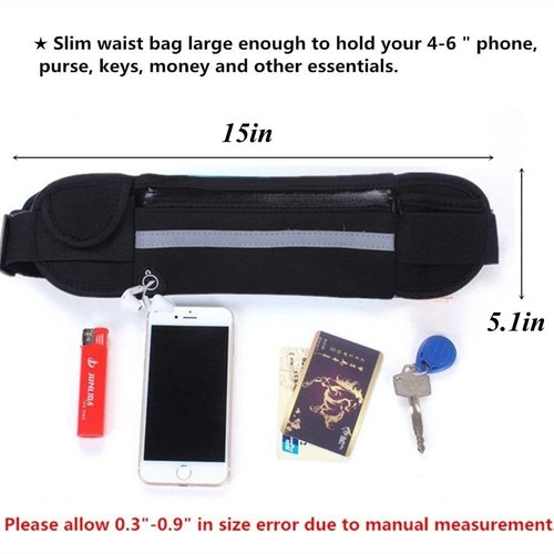 candygirlft Slim Running Belt for Women Men,Runners Fanny Pack Phone Holder,Run Pouch Waist Belt for Workout Jogging,Money Belt Running Gift Gear Accessories(Black)