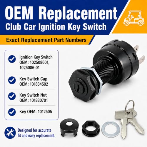 Golf Cart Ignition Switch with Keys for Club Car Precedent 2004+ and Tempo 2018+