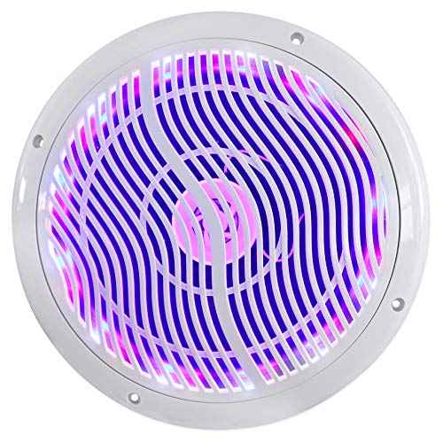 Rockville RMC80LW 8" Marine Speakers, 800W 2-Way, White, Multi-Color LED Lighting with Remote, Waterproof and UV Resistant for Boats and Outdoor