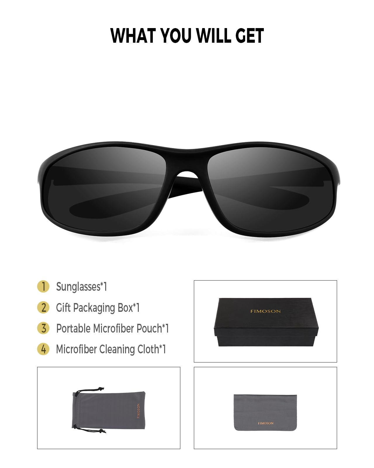 FIMOSON 2pcs Sports Sunglasses Men Polarized Sunglasses for Men and Women, Retro Sun Glasses Driving Fishing UV400 Protection