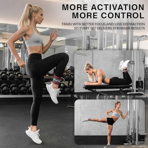 Red Pair Fitness Ankle Straps for Cable Machine - Neoprene Padded, Adjustable, Glute & Leg Workout Attachments