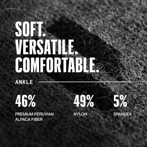 HOLLOW Alpaca Ankle Socks for Men & Women - Moisture Wicking, Large Grey - 1 Pair